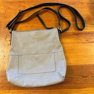 FOSSIL “Amelia” gray & black Leather Hobo/ Crossbody Bag
